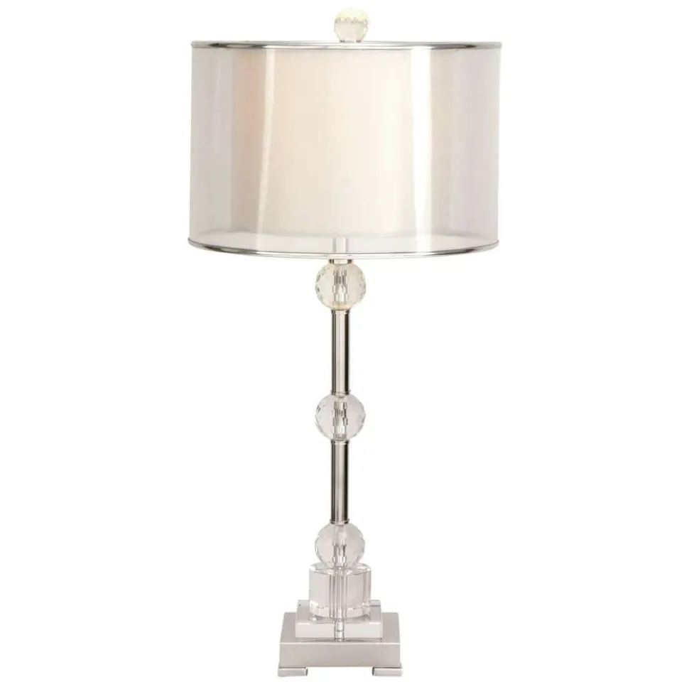 Silver Metal Glam Table Lamp, 30" x 14" x 14"