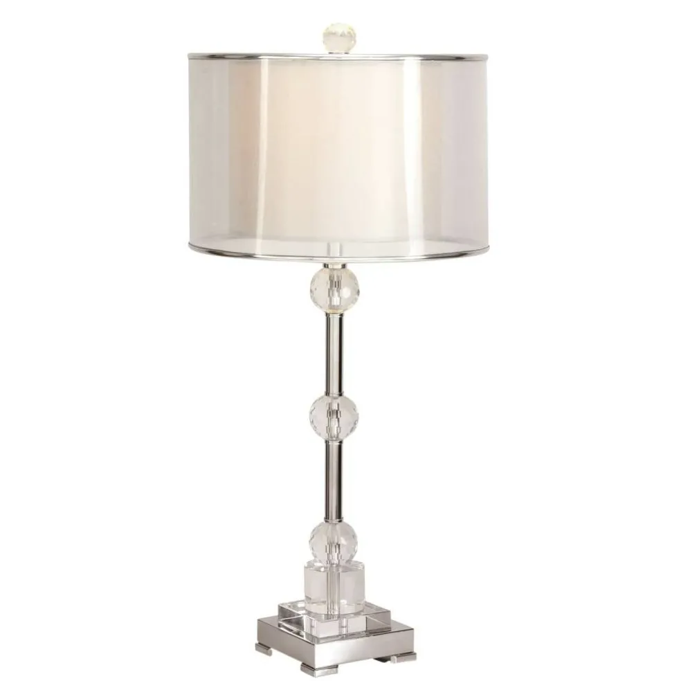Silver Metal Glam Table Lamp, 30" x 14" x 14"