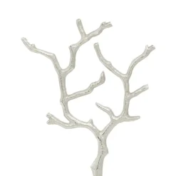 Silver Metal Tree Branch Jewelry Stand With Marble Base, 13