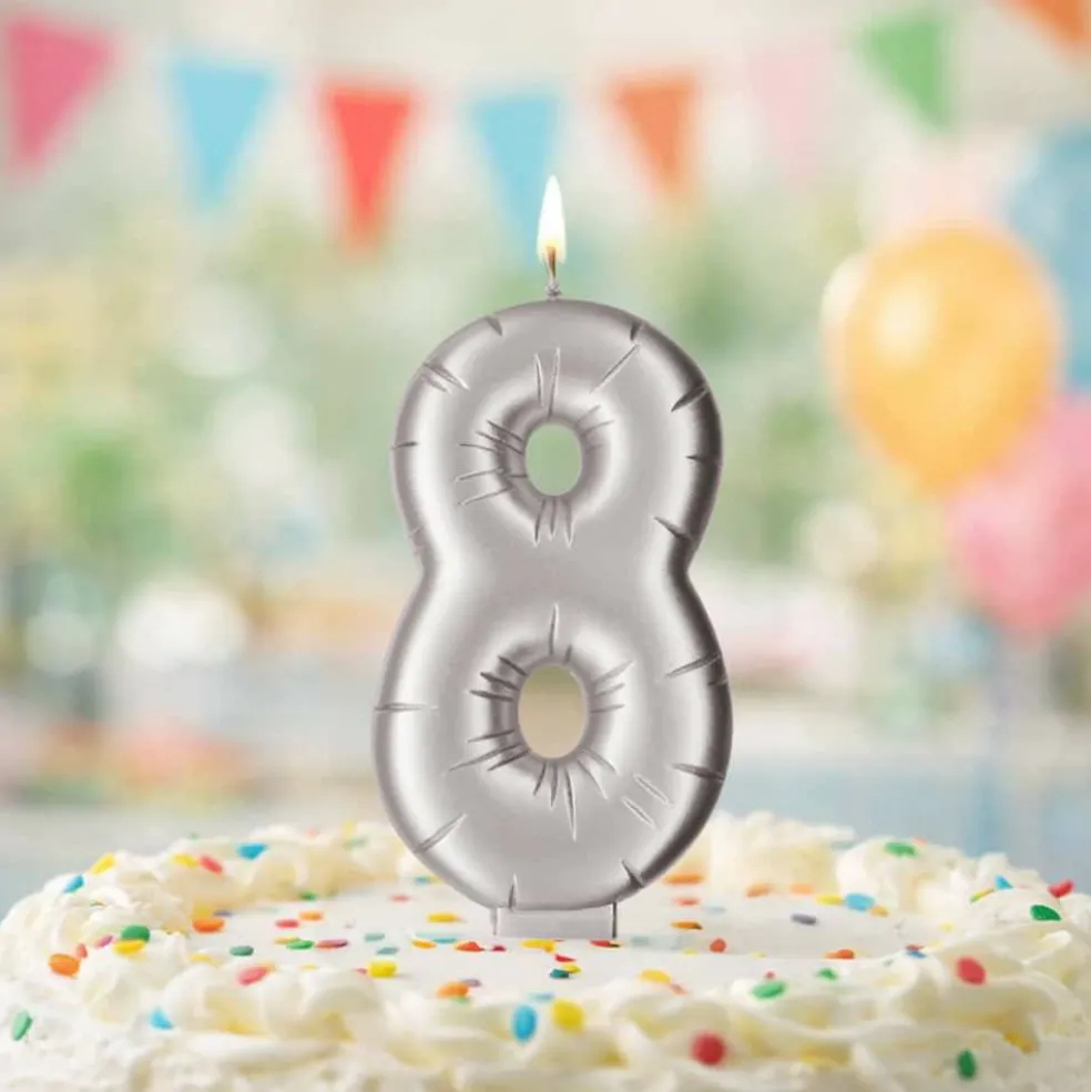 Silver Number Candle by Makery™