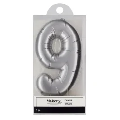 Silver Number Candle by Makery™
