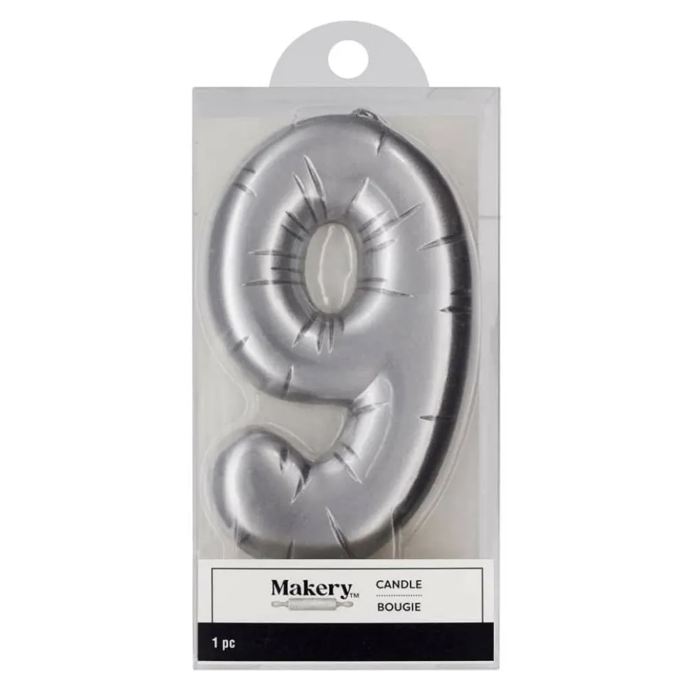 Silver Number Candle by Makery™