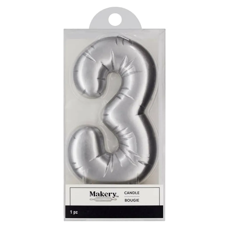 Silver Number Candle by Makery™