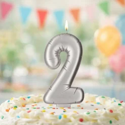 Silver Number Candle by Makery™