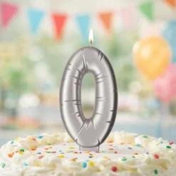 Silver Number Candle by Makery™
