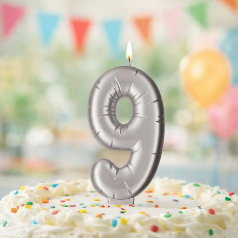 Silver Number Candle by Makery™