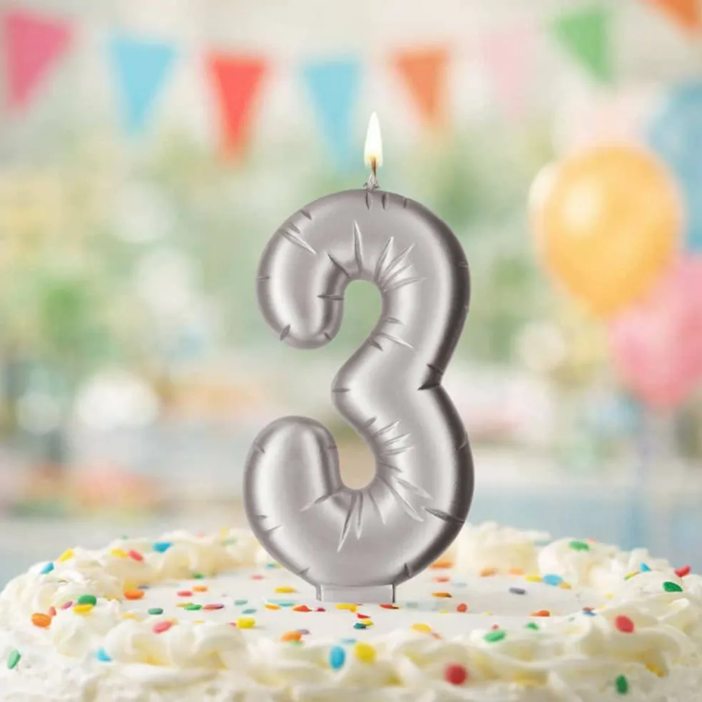 Silver Number Candle by Makery™