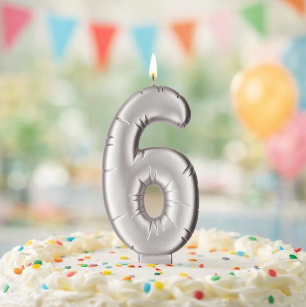 Silver Number Candle by Makery™