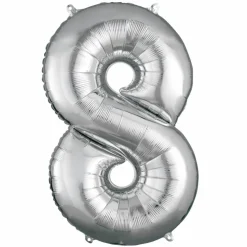 34" Silver Number Foil Balloon