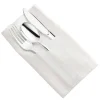 Silver Plastic Cutlery in White Pocket Napkin Set (70 Guests)
