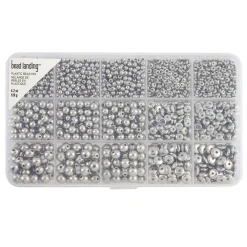 Silver Plastic Spacer Bead Mix by Bead Landing™