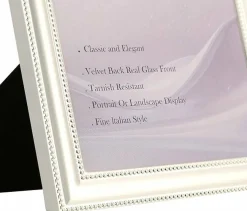 Silver Plated 5x7 Triple Hinged Picture Frame, Elegant Beaded Metal Multi Photo Frame with Glass & Velvet Backing for Tabletop & Wall Display, Gift Frame for Home Decor