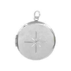 Silver Starburst Circle Locket by Bead Landing™