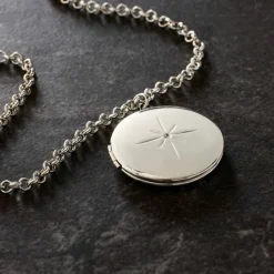 Silver Starburst Circle Locket by Bead Landing™