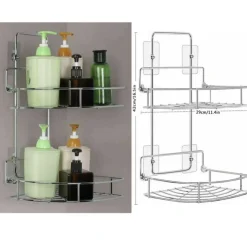Silver 2-Tier Bathroom Shelf Storage