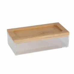 Simplify Bamboo Lid Square Clear Organizer