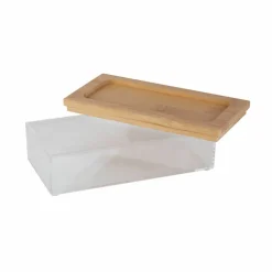 Simplify Bamboo Lid Square Clear Organizer