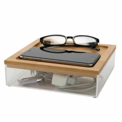 Simplify Bamboo Lid Square Clear Organizer