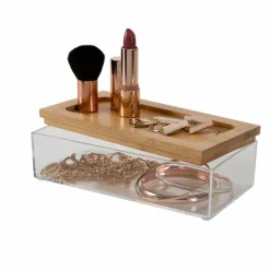 Simplify Bamboo Lid Square Clear Organizer