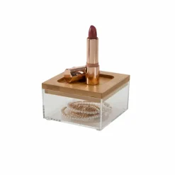 Simplify Bamboo Lid Square Clear Organizer