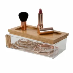 Simplify Bamboo Lid Square Clear Organizer