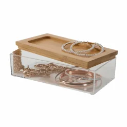Simplify Bamboo Lid Square Clear Organizer