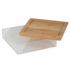 Simplify Bamboo Lid Square Clear Organizer