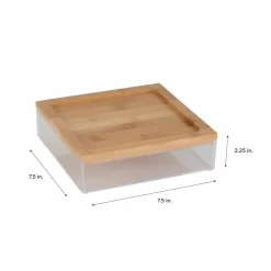 Simplify Bamboo Lid Square Clear Organizer