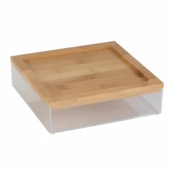 Simplify Bamboo Lid Square Clear Organizer