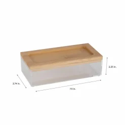 Simplify Bamboo Lid Square Clear Organizer