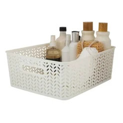 Simplify Medium Herringbone Storage Basket, 2ct.