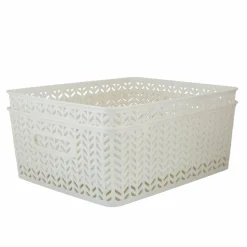 Simplify Medium Herringbone Storage Basket, 2ct.