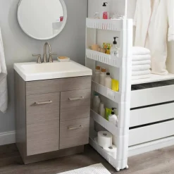 Simplify 5-Tier Slim Slide-Out White Storage Cart
