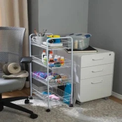Simplify 4-Tier White Rolling Storage Cart
