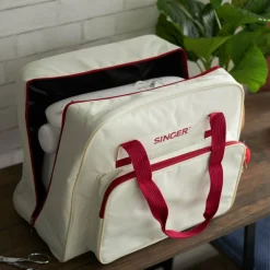 SINGER® Cream & Red Sewing Machine Carry Case