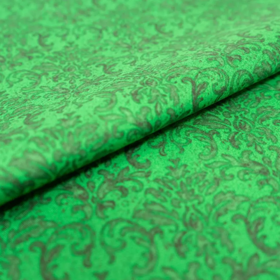 SINGER Green Damask Cotton Fabric