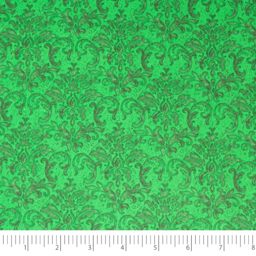 SINGER Green Damask Cotton Fabric