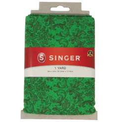 SINGER Green Damask Cotton Fabric