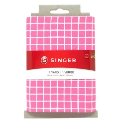 SINGER Pink Plaid Print Cotton Fabric