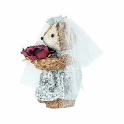 6.75" Sisal Fox Bride with Roses Natural Decorative Animal by Ashland®