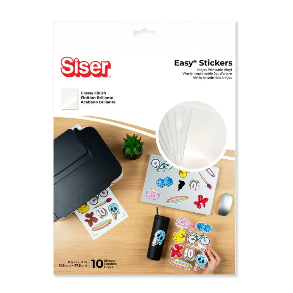 Siser® Easy® Stickers 8.5" x 11" Glossy Inkjet Printable Vinyl Sheets, 10ct.