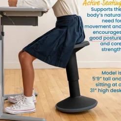 SitWell Adjustable Height Wobble Stool, Active Flexible Seating Chair