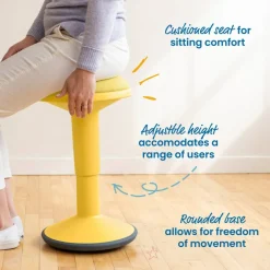 Sitwell Wobble Stool with Cushion, Adjustable Height, Active Seating