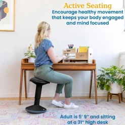 Sitwell Wobble Stool with Cushion, Adjustable Height, Active Seating