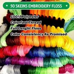 50 Skeins Embroidery Floss Rainbow Color Per Pack(Rainbow)
