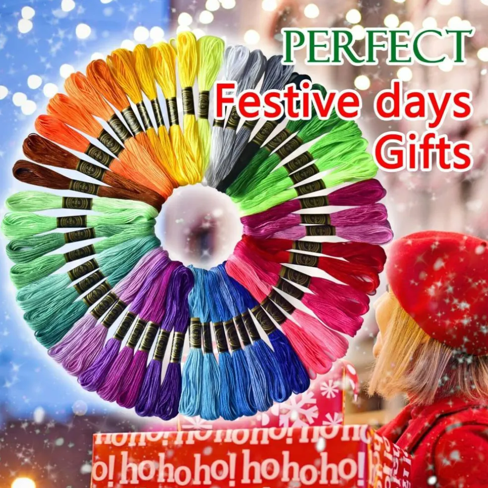 50 Skeins Embroidery Floss Rainbow Color Per Pack(Rainbow)