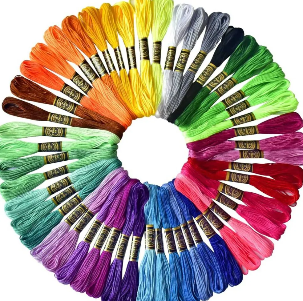 50 Skeins Embroidery Floss Rainbow Color Per Pack(Rainbow)