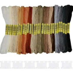 30 Skeins Embroidery Thread,White Brown Grey Black Gradient Embroidery Floss for Cross Stitch and DIY Art Craft,Friendship Bracelets String,with 12 PCS Floss Bobbins
