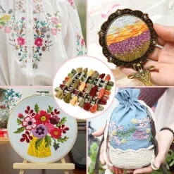 12 Skeins 105 Yards Embroidery Floss Thread Bulk Variegated Floss 6 Strands Green Orange Friendship Bracelet String Cross Stitch Threads for Jewelry Making Bracelet Stitching Craft Supply