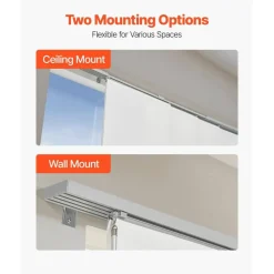 Sliding Panel Track Blinds for Patio Door and Large Windows, White Textured Polyester Room Divider Curtains with Adjustable Track System for Home and Office
